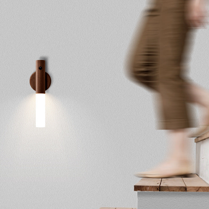 Smart Wooden Motion Sensor Wall Light – Rechargeable Magnetic LED Night Light