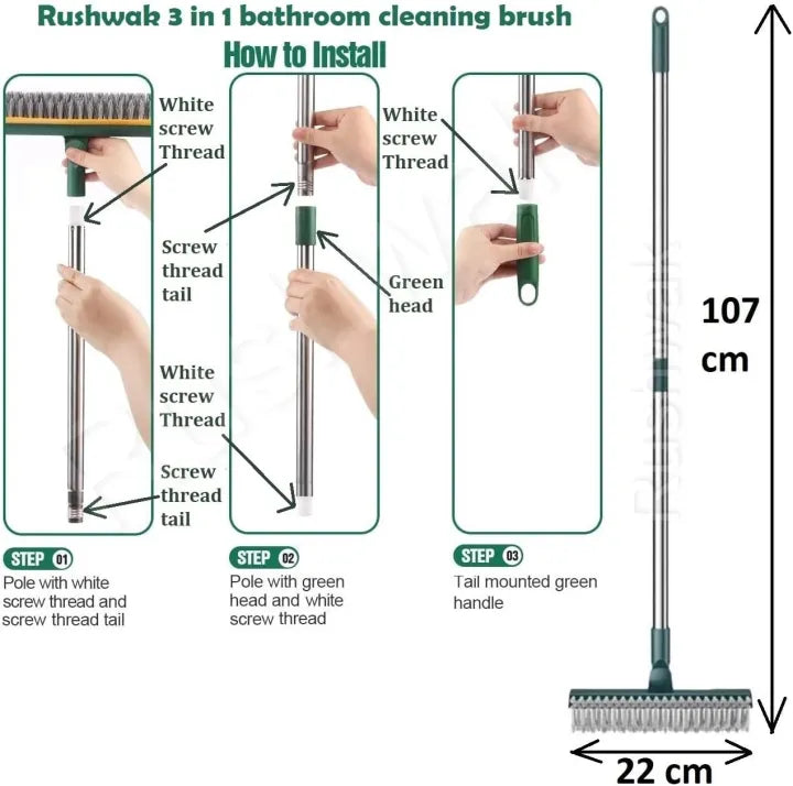 3-in-1 Bathroom Cleaning Brush with Wiper