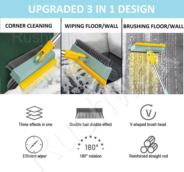 3-in-1 Bathroom Cleaning Brush with Wiper