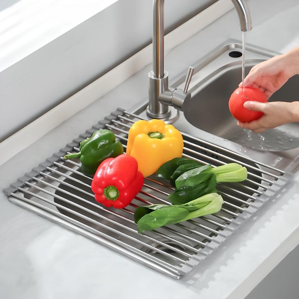 Stainless Steel Roll-Up Sink Rack